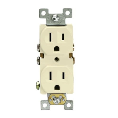 Almond Push-in & Side Wired Residential Self-Grounding Duplex Receptacle