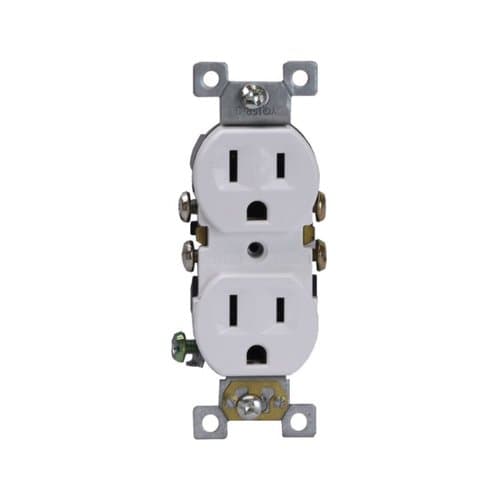 Enerlites White 15A Push-In & Side-Wired Residential Duplex Receptacle