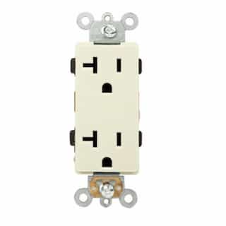 20 Amp Duplex Decora Receptacle, Push In & Side Wired, Light Almond