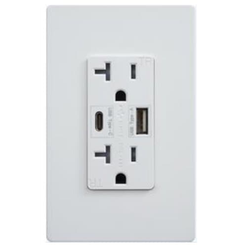 Ultra-High Speed Dual USB Charger 20A Duplex Tamper Resistant Receptacle