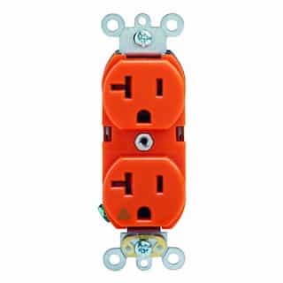 Orange Isolated Ground Industrial Grade 20A Duplex Receptacle