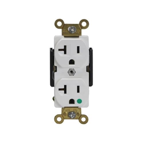 Ivory Hospital Grade Industrial Straight Blade 20A Duplex Receptacle