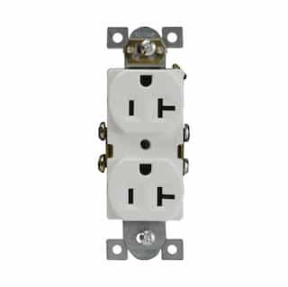 20 Amp Tamper & Weather Resistant Duplex Receptacle, White, Self-Grounding