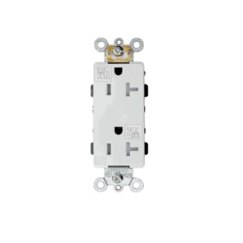 20 Amp Tamper and Weather Resistant Commercial Grade Decorator Receptacle, White