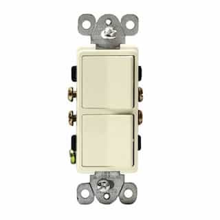 Almond Decorator Combination Side-Wire Only 15A two Single Pole Switches