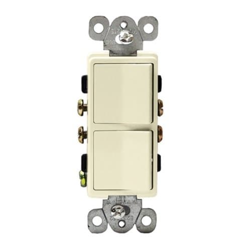 Enerlites Almond Decorator Combination Side-Wire Only 15A two Single Pole Switches