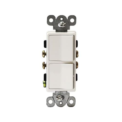 Enerlites White Decorator Combination Side-Wire Only 15A two Single Pole Switches