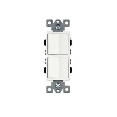 15 Amp Three Way Decorator Combination Switch, Side Wire Only, White