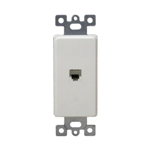 White Molded-In Voice and Audio/Video RJ11 Jack Wall Outlet
