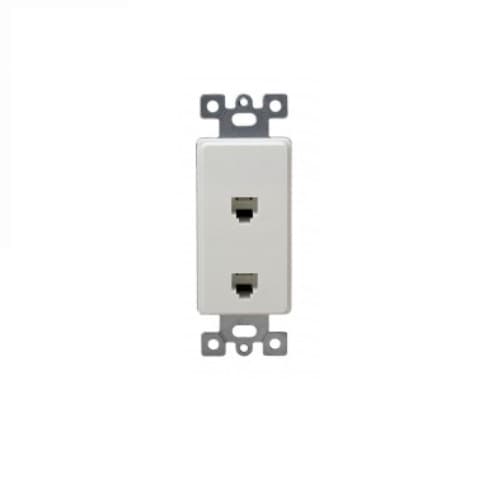 Molded-In Voice and Audio/Video Duplex RJ11 Jack Wall Outlet, Ivory