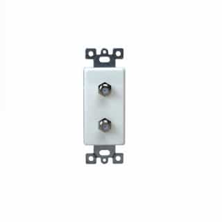 Enerlites Molded-in Voice and Audio/Video Duplex F-Type Connector Wall Outlet, Ivory