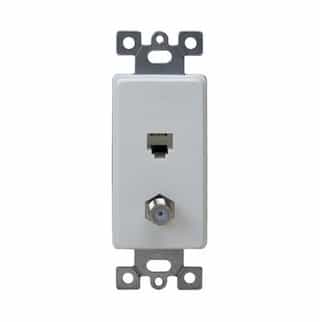 Almond Molded-In Voice and Audio/Video RJ11 F-Type Combination Wall Jack