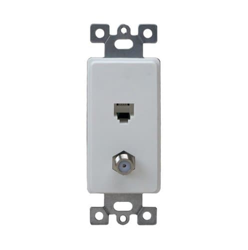 Enerlites Almond Molded-In Voice and Audio/Video RJ11 F-Type Combination Wall Jack