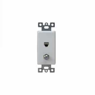 Molded-in Voice and Audio/Video RJ11 F-Type Combination Wall Outlet, Ivory