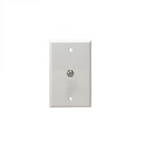 Enerlites Telephone and CATV 1-Gang Single F-Type Connector Wall Outlet, Ivory