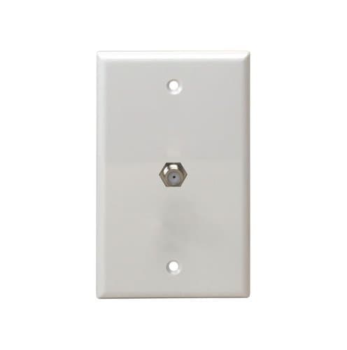 White Telephone and CATV 1-Gang F-type Connector Wall Jack