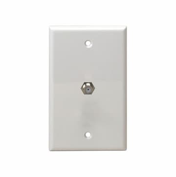 White Telephone and CATV 1-Gang F-type Connector Wall Jack