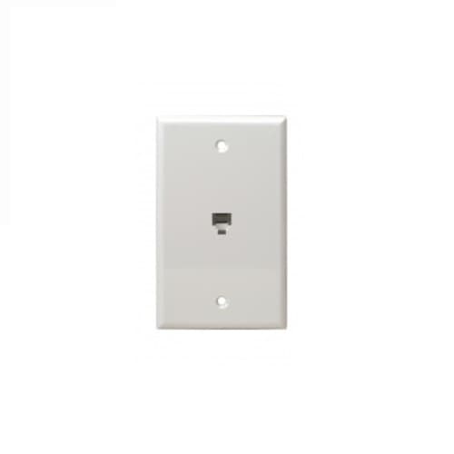Telephone and CATV 1-Gang Single RJ11 Jack Wall Outlet, Ivory