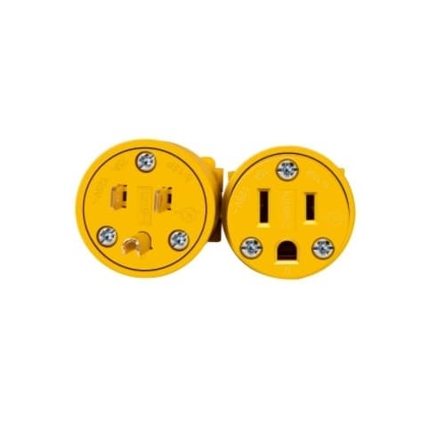 Straight Blade Plug & Connector, NEMA 5-15P/R, 15A, 125V, Yellow