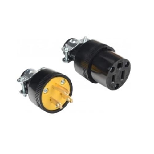 Straight Blade Plug & Connector, NEMA 5-15P/R, 15A, 125V, Black
