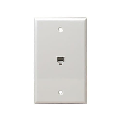 Telephone and CATV 1-Gang Single RH11 Jack Wall Outlet, Ivory