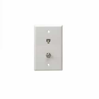 Enerlites Telephone and CATV 1-Gang Duplex F-Type and RJ11 Jack Wall Outlet, White