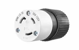 Black Industrial Grade 30A 2-Pole Locking High Voltage Cord Connector