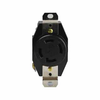 Black Industrial Grade 30A 3-Pole Locking High Voltage Receptacle