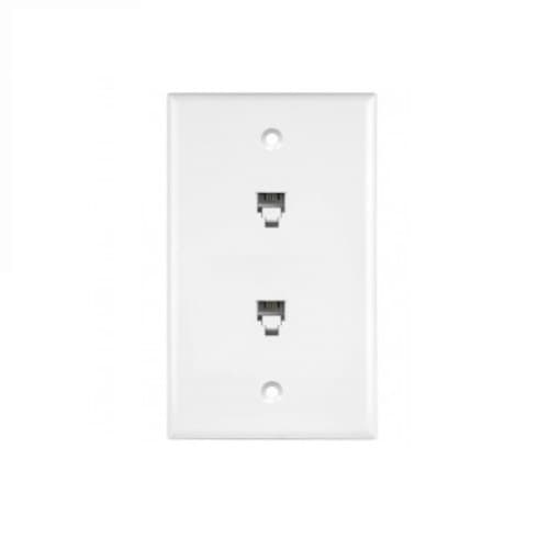 Telephone and CATV 1-Gang Duplex RJ11 Jack Wall Outlet, Ivory