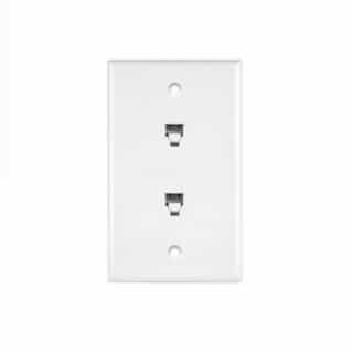 Telephone and CATV 1-Gang Duplex RJ11 Jack Wall Outlet, White