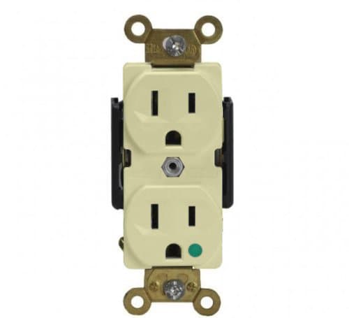 Ivory Industrial Grade Straight Blade 15A Duplex Receptacles