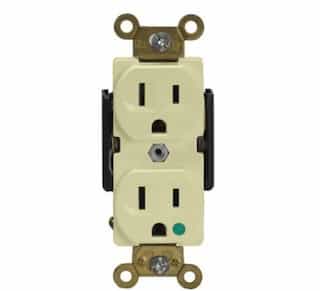 Ivory Industrial Grade Straight Blade 15A Duplex Receptacles