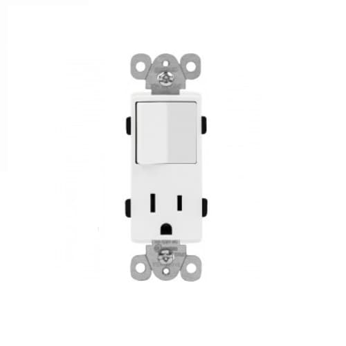 15 Amp Combination Decorator Switch and Tamper Resistant Receptacle, White