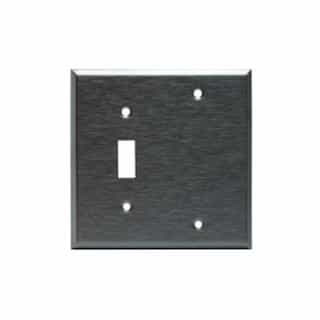 Enerlites 2-Gang Toggle & Blank Wall Plate Combo, Stainless Steel