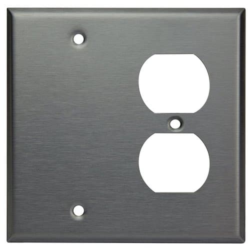 2-Gang Combination Blank Device & Duplex Receptacle Outlet Wall Plate