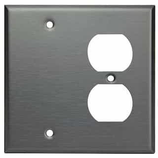 Enerlites 2-Gang Combination Blank Device & Duplex Receptacle Outlet Wall Plate