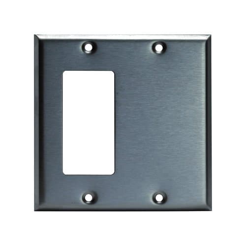 Enerlites Stainless Steel Combination 2-Gang Blank & GFCI Wall Plate