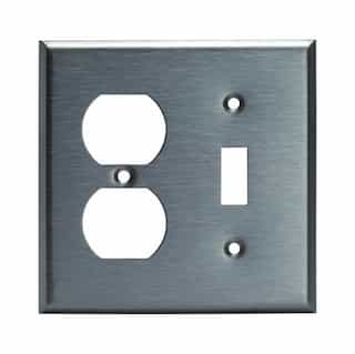 Mid-Size Stainless Steel 2-Gang Combined Toggle and Duplex GFCI Wall Plate