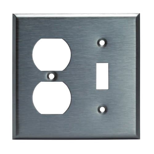 Enerlites Stainless Steel Combination 2-Gang Duplex Receptacle & Toggle Wall Plate