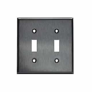 2-Gang Metal Toggle Wall Plate, Stainless Steel