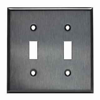 Mid-Size Stainless Steel 2-Gang Toggle Metal Wall Plate