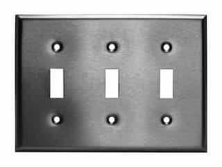 Enerlites Stainless Steel 3-Gang Toggle Switch Metal Wall Plate