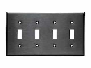 Enerlites Stainless Steel 4-Gang Toggle Switch Metal Wall Plate