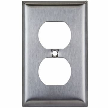 Over-Size Stainless Steel 1-Gang Duplex Receptacle Wall Plate