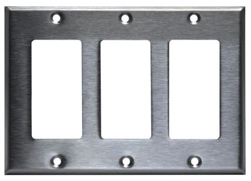 Enerlites Stainless Steel 3-Gang Single GFCI Metal Wall Plate