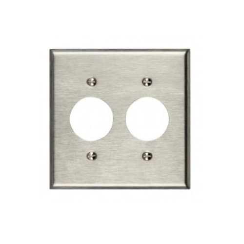 2-Gang Single Receptacle Wall Plate, 1.4-in Diameter, Stainless Steel
