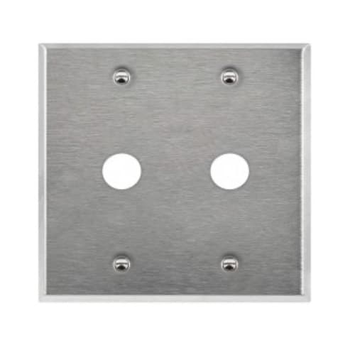 2-Gang Cable Metal Wall Plate, 0.625-in Diameter, Stainless Steel
