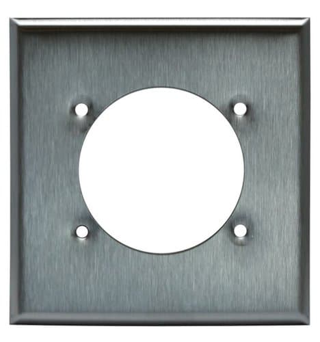 Stainless Steel 2.125" 2-Gang Single Outlet Receptacle Midway Wall Plate