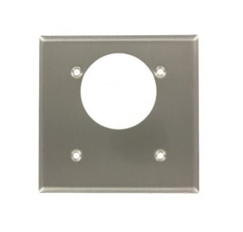 2-Gang Power Outlet Receptacle Wall Plate, 2.125-in Dia. Offset Hole