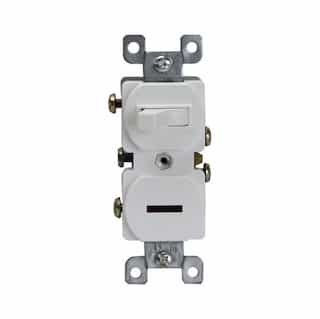 Enerlites Combo Ivory Single-Pole Side-Wired 15A Switch w/ Pilot Light